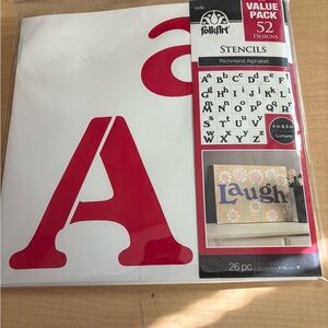 Folk Red Alphabet Stencil Pack